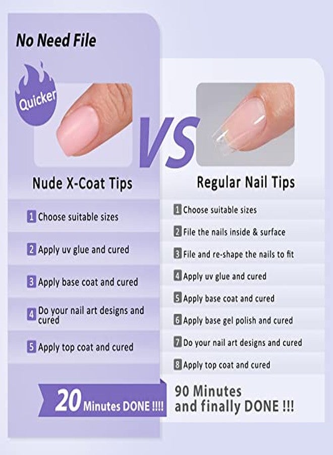 BTArtbox XCOATTIPS Natural Nail Tips - Extra Short Square Press On Nails Pink, Long Lasting Soft Gel Nails False Nail, Soak Off Acrylic Fake Nails Extensions for Nail Art DIY Women - Image 5